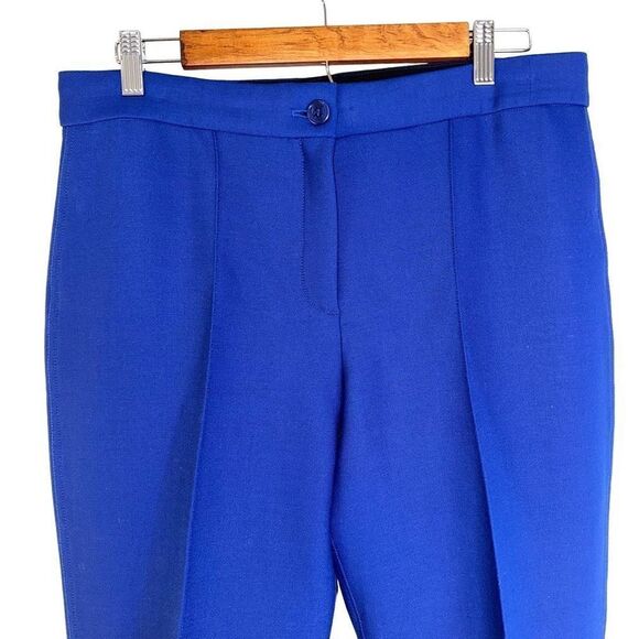 Theory Cardinal Trousers Wool Blend Cosmic Blue Straight Leg Womens 12 Career - Picture 3 of 13
